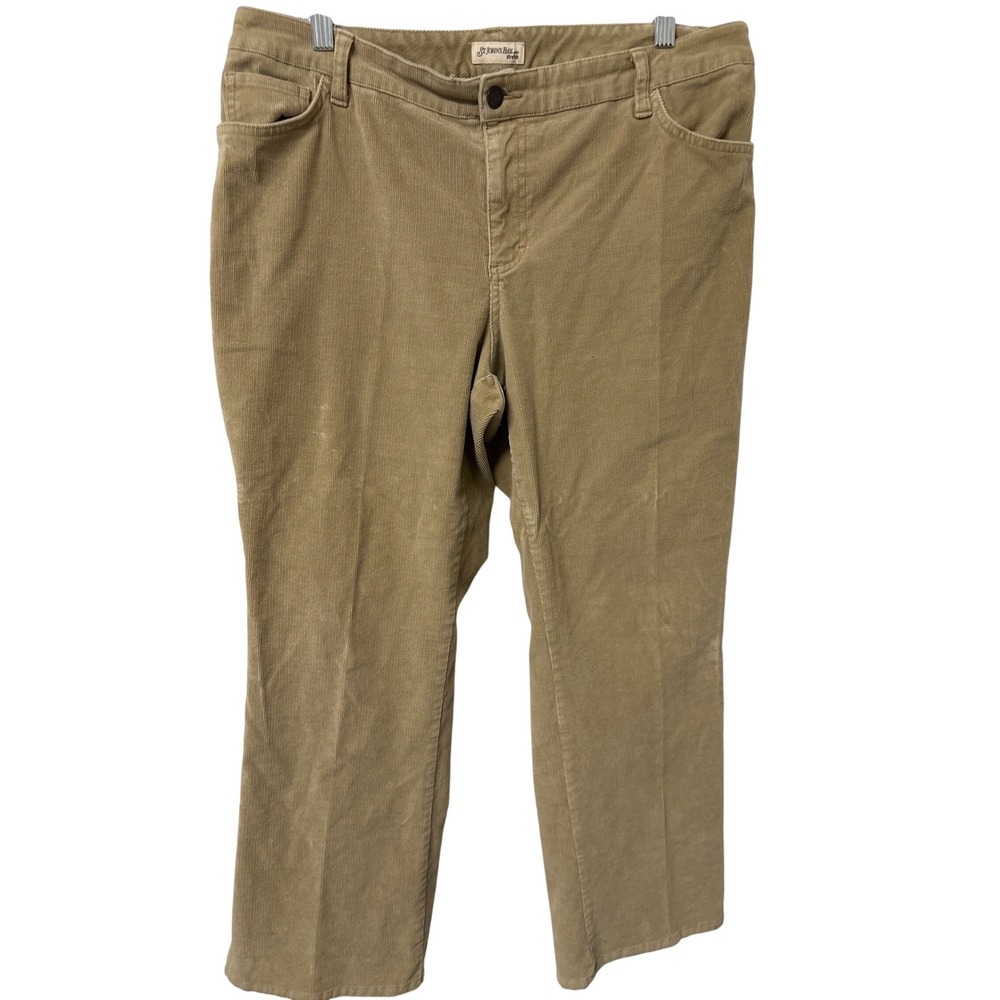 St Johns Bay Y2K Petite Stretch Corduroy Pants Women's 16P Tan Khaki Flare Leg